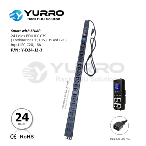 24 Holes IEC C39 New IPDU with SNMP Input IEC C20, 16A