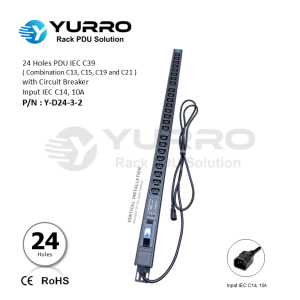 24 Holes PDU IEC C39 with Circuit Breaker Input IEC C14, 10A