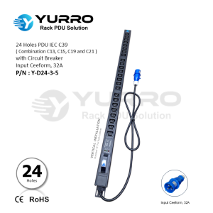 24 Holes PDU IEC C39 with Circuit Breaker, Input Ceeform 32A