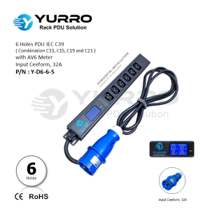 6 Holes PDU Universal with AV6 Meter Input Ceeform 32A