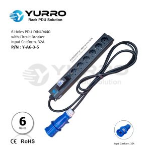 6 Holes PDU Germany with Circuit Breaker Input Ceeform 32A