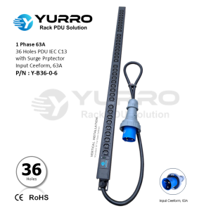 1 Phase 63A, 36 Holes PDU IEC C13 with Power Indicator