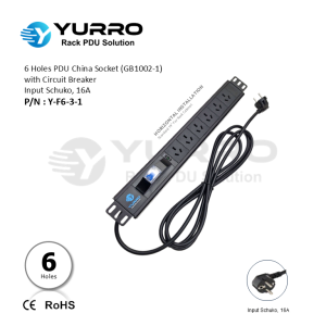6 Holes PDU China Socket with Circuit Breaker Input Schuko 16A