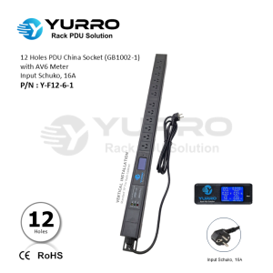 12 Holes PDU China Socket with AV6 Meter Input Schuko 16A