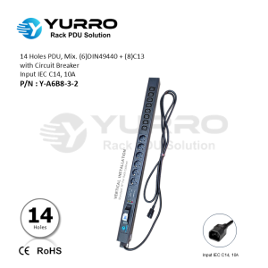 14 Holes PDU Mix. Germany+C13 with Circuit Breaker Input IEC C14, 10A