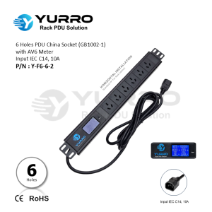 6 Holes PDU China Socket with AV6 Meter Input IEC C14, 10A