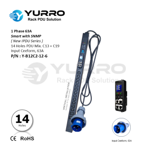 1 Phase 63A, 14 Holes Mix. C13+C19 Intelligent PDU with SNMP