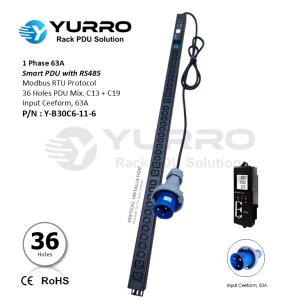 1 Phase 63A, 36 Holes Mix. C13+C19 SIPDU with RS-485