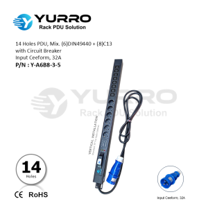 14 Holes PDU Mix. Germany+C13 with Circuit Breaker, Input Ceeform 32A