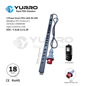 3 Phase 63A, 18 Holes PDU DIN49440 / Germany Intelligent PDU with RS-485