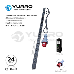 3 Phase 63A, 24 Holes PDU DIN49440 / Germany Intelligent PDU with RS-485