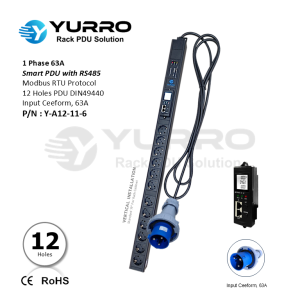 1 Phase 63A, 12 Holes Germany SIPDU with RS-485