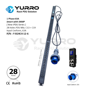 1 Phase 63A, 28 Holes Mix. C13+C19 Intelligent PDU with SNMP