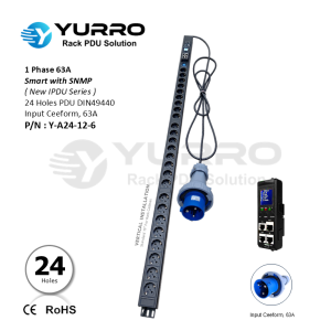 1 Phase 63A, 24 Holes Germany Intelligent PDU with SNMP