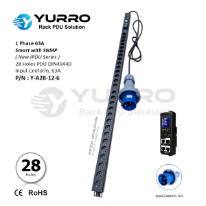 1 Phase 63A, 28 Holes Germany Intelligent PDU with SNMP