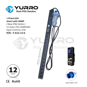 1 Phase 63A, 12 Holes Germany Intelligent PDU with SNMP