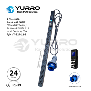 1 Phase 63A, 24 Holes IEC C13 Intelligent PDU with SNMP