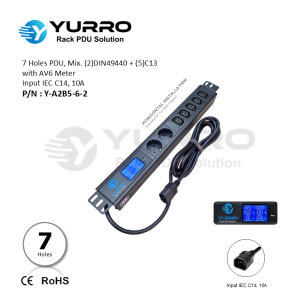 7 Holes PDU Mix. Germany+C13 with AV6 Input IEC C14, 10A